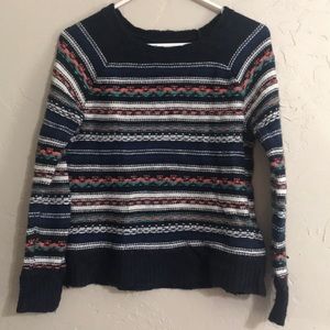 Hollister sweater, Navy and multi color, medium